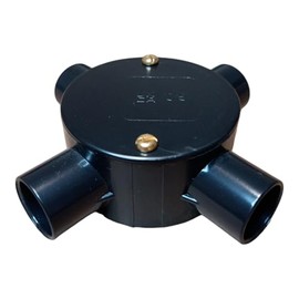 Black 20mm PVC Conduit Intersection Box 4 Way Terminal Box with Lid and Screws - Pack of 1