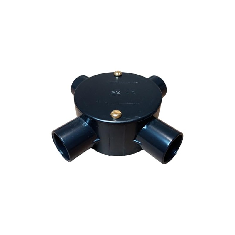 Black 20mm PVC Conduit Intersection Box 4 Way Terminal Box