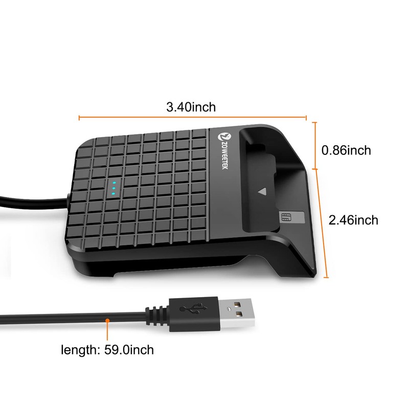 ZOWEETEK Smart Card Reader, CAC Card Reader Military, Compatible with