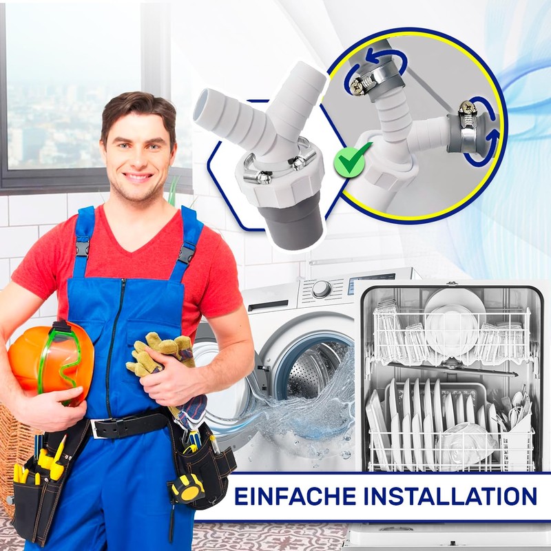 Dishwasher and Washing Machine Drain Adapter Double Connection Y with