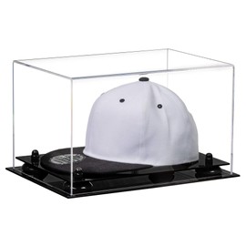 Better Display Cases Clear Acrylic Snapback Hat or Baseball Cap Display Case with Black Risers and Black Base (V40)