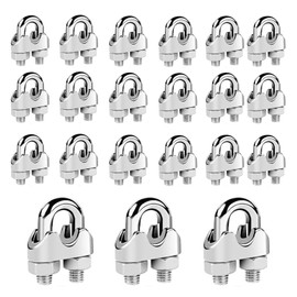 Dfuqanb Pack of 20 Wire Rope Clamps M3, 304 Stainless Steel, Bow Clamps, Rope Clamp, Stainless Steel, Clamp, Rope Clamp, U Bolt, Bow Rope Clamp, for Wire Ropes Steel Ropes Diameter 3 mm
