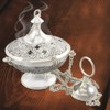 Antique Style Silver Plated Brass Incense Barrel - With Chain