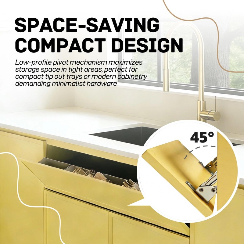Hxszk LD-0220-50SC Soft-Close Pivot Hinges 2-Pack, Silent Tip Out Tray