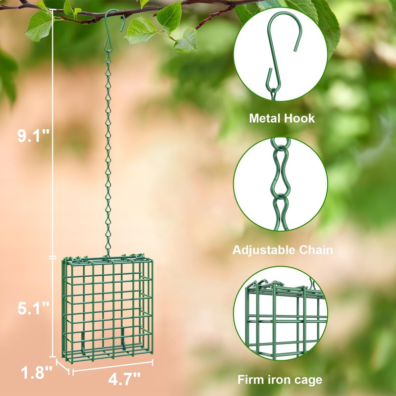 Bird Feeder for Outdoors, Suet Feeder for Outside Hanging Suet