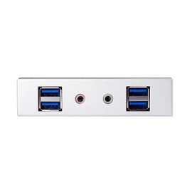 SilverStone SST-FP32S-E - USB 3.0 4-Ports 3.5 Inch alu. Front Panel USB Hub with 1 HD Audio Output Port, silver