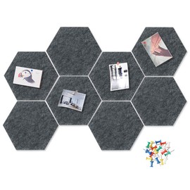 HyFanStr Felt Notice Board, Hexagon Memo Board DIY with 20 Push Pins Decorative Felt Wall for Office Bedroom