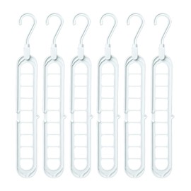 Set of 6 Multifunctional Space Saving Wardrobe Hanger Shelves: Hanger Organiser, Space Saving Interior Cabinet, Interior Accessories Multi Hook, Home Organiser White