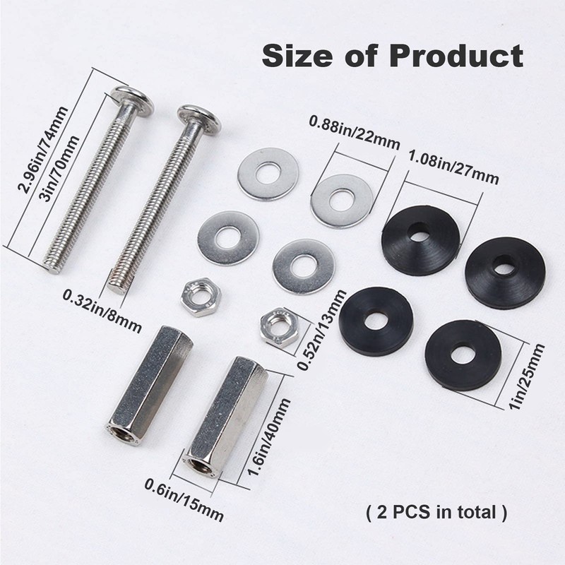 Toilet Tank to Bowl Bolt Kits, 2 Pack Toilet Bolt