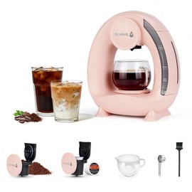 Single Serve Coffee Maker For K Cup Pod and Coffee Grounds /Tea, Fast Brew in 2 minutes, 2 IN 1 One Button Coffee Machine 4-8 Oz Brew Sizes, Stylish＆Compact For Home, Office, RV and Dorm, Pink