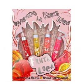 Italia Deluxe Fruta Loca Refreshing Lip Oil Fruity Lip Gloss 4 PCS Set