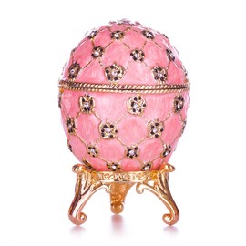 Faberge Style Coronation Egg / Jewellery Box with Carriage 6.5 cm Pink