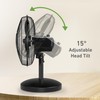 HOLMES 12" Table Fan, 75° Oscillation, 3 Speeds, 15° Adjustable