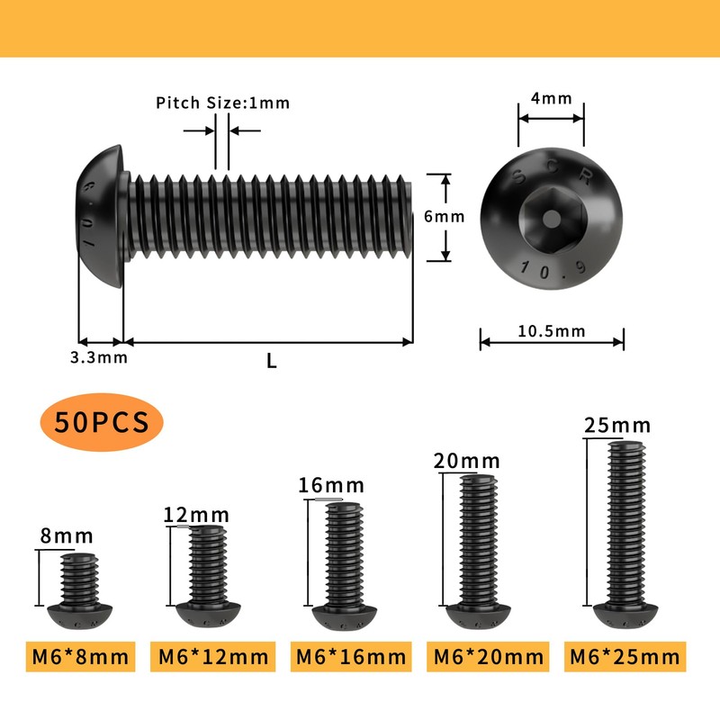 Cicidorai M6 x 8mm 12mm 16mm 20mm 25mm Button Head