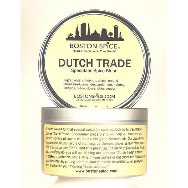 Boston Spice Dutch Trade Speculaas Speculoos Handmade Baking Seasoning Mix Cookies Cakes Fudge Pancakes Holland Ice Cream Dessert Protein Smoothie Windmill Cookies Brownies Cupcakes 4oz/114g 1 Cup Tin