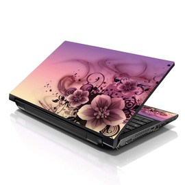 Laptop Skin Shop 15 15.6 inch Laptop Notebook Skin Sticker Cover Art Decal Fits 13.3" 14" 15.6" 16" HP Dell Lenovo Apple Asus Acer Compaq (Free 2 Wrist Pad Included) Pink Flower