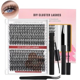 BestoU Pestañas Postizas Kit Completo, Kit de Extensión De Pestañas, Mezcla 30 40D con Unión y Sellado de Sujeción Fuerte Pinzas, Racimos Pestañas Todo en 1 con 320 Pestañas Individuales