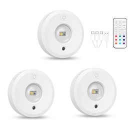 OQIMAX LED Spots Akku mit Fernbedienung/Berührungskontrolle，RGB Farben und 3 Farbtemperaturen Magnetische Unterbauleuchte Dimmbar, Timer, Tragbar für Küche, Schrank, Schlafzimmer, 3 Stück