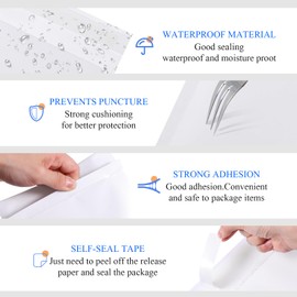 Yeyeplum 50 Pcs Kraft Bubble Mailers 3 Size Padded Envelopes Kraft Poly Mailers Bubble Lined Shipping Envelopes Mail Shipping Bags for CDs Book Business Supplies (White)