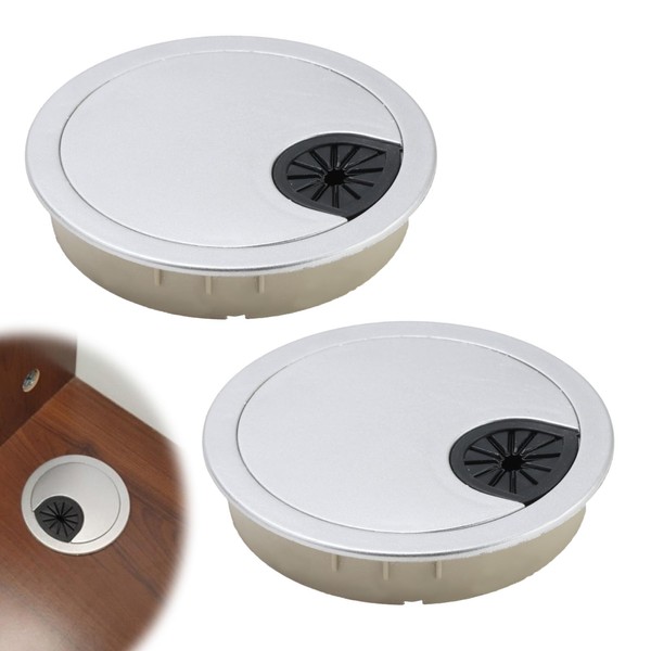 2 Pack 60mm Desk Grommet Kit,Plastic Desk Hole Covers,Computer Desktop