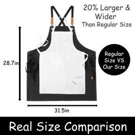King Mills Plus Size Aprons For Men Women With Large Pockets, Cotton Canvas Cross Back Adjustable Apron, Also For Gardening, Wood Working And Metal Working, And Can Be Carpenter or Pottery Apron.BLK