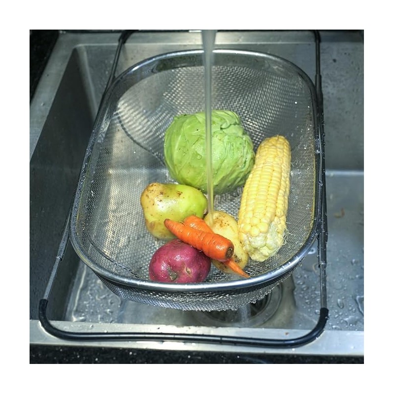 Premium Quality Over The Sink Stainless Steel Oval Colander with
