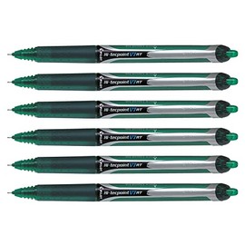 Pilot Hi-Tecpoint V7 RT Retractable Ink Rollerball Pens 0.5 mm Line Green Pack of 6