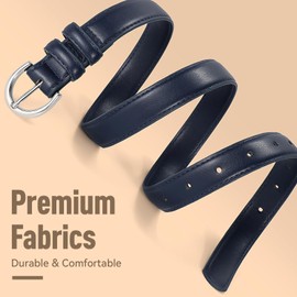 SANSTHS Women Leather Belt for Jeans Fashion Ladies Dress Belt With Single Prong Buckle,navy blue,M