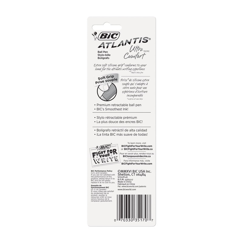 Bic Atlantis Ultra Comfort Ballpoint Pen, Multi-Colour, 1.83 x 6.35