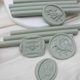 Andotopee 52pcs Sage Green Wax Sealing Sticks for Glue Gun and Stamp - Premium Seal for Envelope, Letter, Wedding Invitation, Craft Adhesive - Great Gift Ideas (Mini Size)