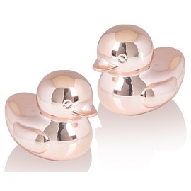 Artconal Small Duck Statue 3 inch (Pack of 2) Shiny Rose Gold Accent Knick Knacks Paperweight for Bathroom Home Office Shelf Desk Table Decor, Cute Duck Gifts for Women