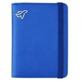 WALNEW Passport Holder, PU Leather Travel Passport Cover Wallet, RFID Passport Case with Card Holder, Travel Essentials for Women Men (Blue)