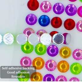 Rhinestone Stickers,6mm Self Adhesive Pearl Stickers,Acrylic Crystal Gems for Nails Face Clothes DIY Craft Decorations (6 Sheets)