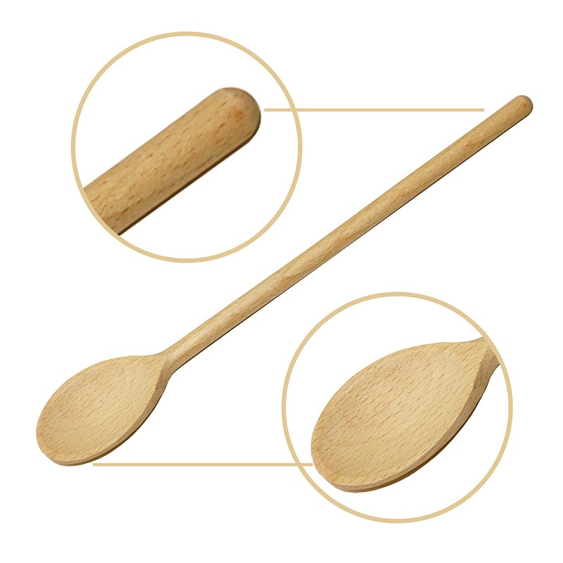 25 cm Long Wooden Spoons for Cooking - Oval Wood