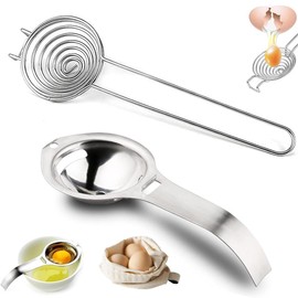 Egg White Separator, Egg Yolk Separator, Stainless Steel Egg Separator, with Handles, Egg Separator, Egg Separator, Dishwasher Friendly, for Kitchen, Protein Separator, Pack of 2 (Two Styles)