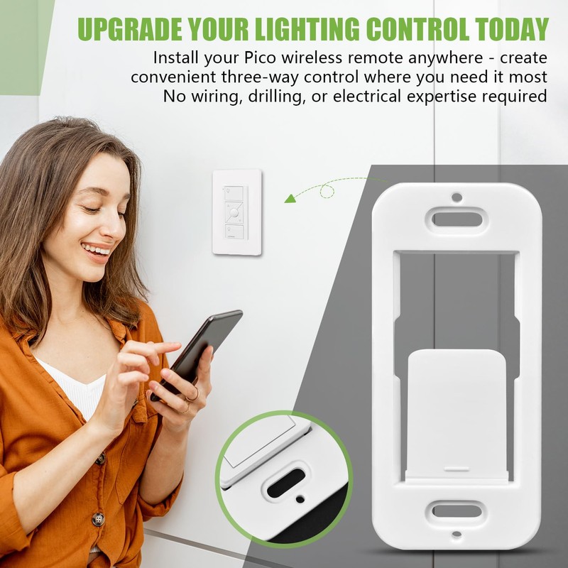 Wallplate Brackets Compatible with Lutron Caseta Pico Remote, No Wires
