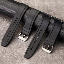 REZERO FKM Rubber Watch Straps with Quick Release, Fluororubber Straps for Watches, Replacement Straps Thick & Lightweight, Waterproof & Breathable 19/20/21/22/23/24 mm for Men, Women, 21 mm, Rubber