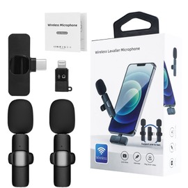 MKHS Wireless Microphones - 2 Pack Wireless Lavalier Microphones for Video Recording, TikTok, YouTube, Vlogging, Livestreaming - Crystal-Clear Sound