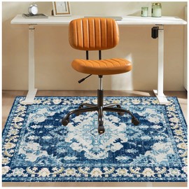 48"x60" Office Chair Mat for Hardwood Floor, Anti-Slip Desk Chair Mat for Hard Floors, Under Desk Computer Rug for Rolling Chair, Easy Glide Floor Protector Mat for Home Office(Blue)