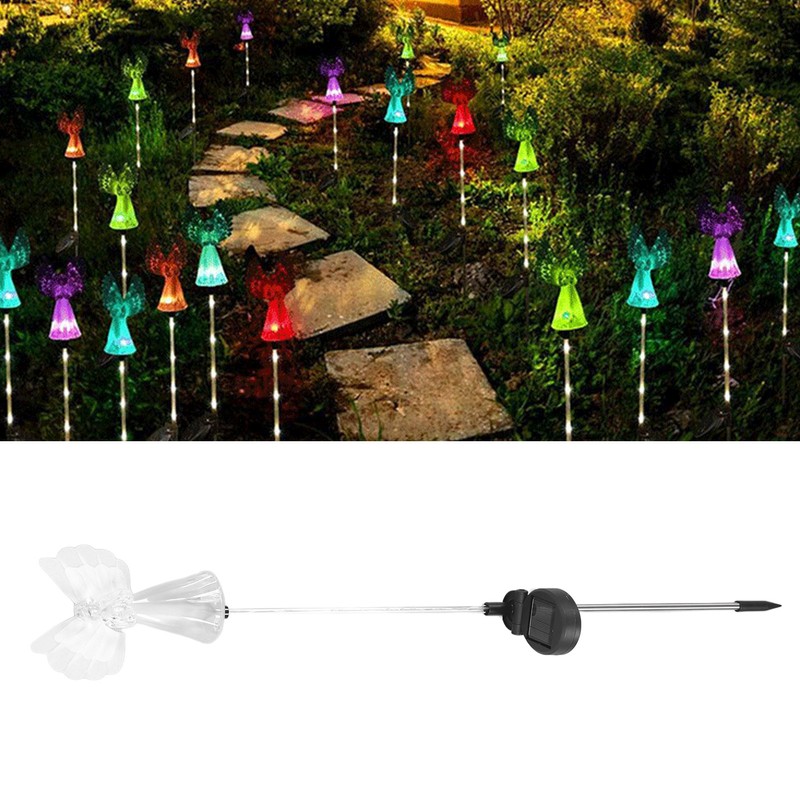 Solar Angel Lamp Colorful Lighting PP Stainless Steel Solar Powered