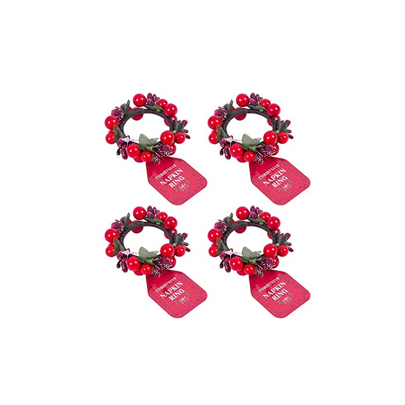 Harvey & Mason 4 Red Berry Napkin Rings Christmas Festive