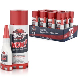 Kraken Bond Wow! CA Glue and Activator set (12xBulk - 3.50 oz, 12xBulk - 13.50 fl oz) - Cyanoacrylate Glue with Activator for Woodworking, Craft, Fast Bonding | 12 Pack