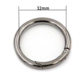 2Pcs Metal Spring O Rings Round Carabiner Clip Snap Trigger Spring Keyrings Buckle for Bag Purse Handbag Strap Craft Jewelry Making, 32mm Black