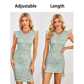 Leevuyu Women Easter Dresses 2025 Boutique Summer Green Floral Short Mini Going Out Vacation Sundresses M