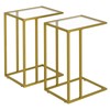 C Shaped End Side Table Set of 2,Couch Sofa Table