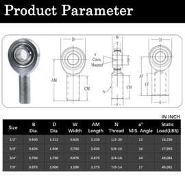 GaiRen 5/8” Heim Joints Rod End, JMX Series 3-Piece Heavy Duty .625" Chromoly Joints Panhard Rod End Kit with Jam Nuts 4 Pack