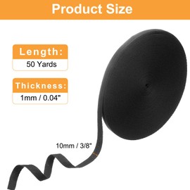 HARFINGTON Cotton Twill Tape Ribbon 3/8 Inch 50 Yard Herringbone Webbing Tape Roll Bias Binding Tape for DIY Crafts Sewing Gift Wrapping, Black