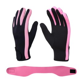 FDGGT 1 pair of snorkel gloves and 1 piece swimming ear protection headband, wear-resistant non-slip gloves, elastic diving gloves, diving equipment