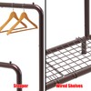 Simple Houseware Double Rod Clothing Garment Rack with Bottom Shelves,