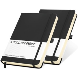 SAYEEC 2 Pack Hardcover Executive Notebook 200 Pages Lined Writing Journal Classic College Ruled Notebook Thick Paper with Inner Pocket for Work Note Taking Office School Medium 14×21 cm (Black)